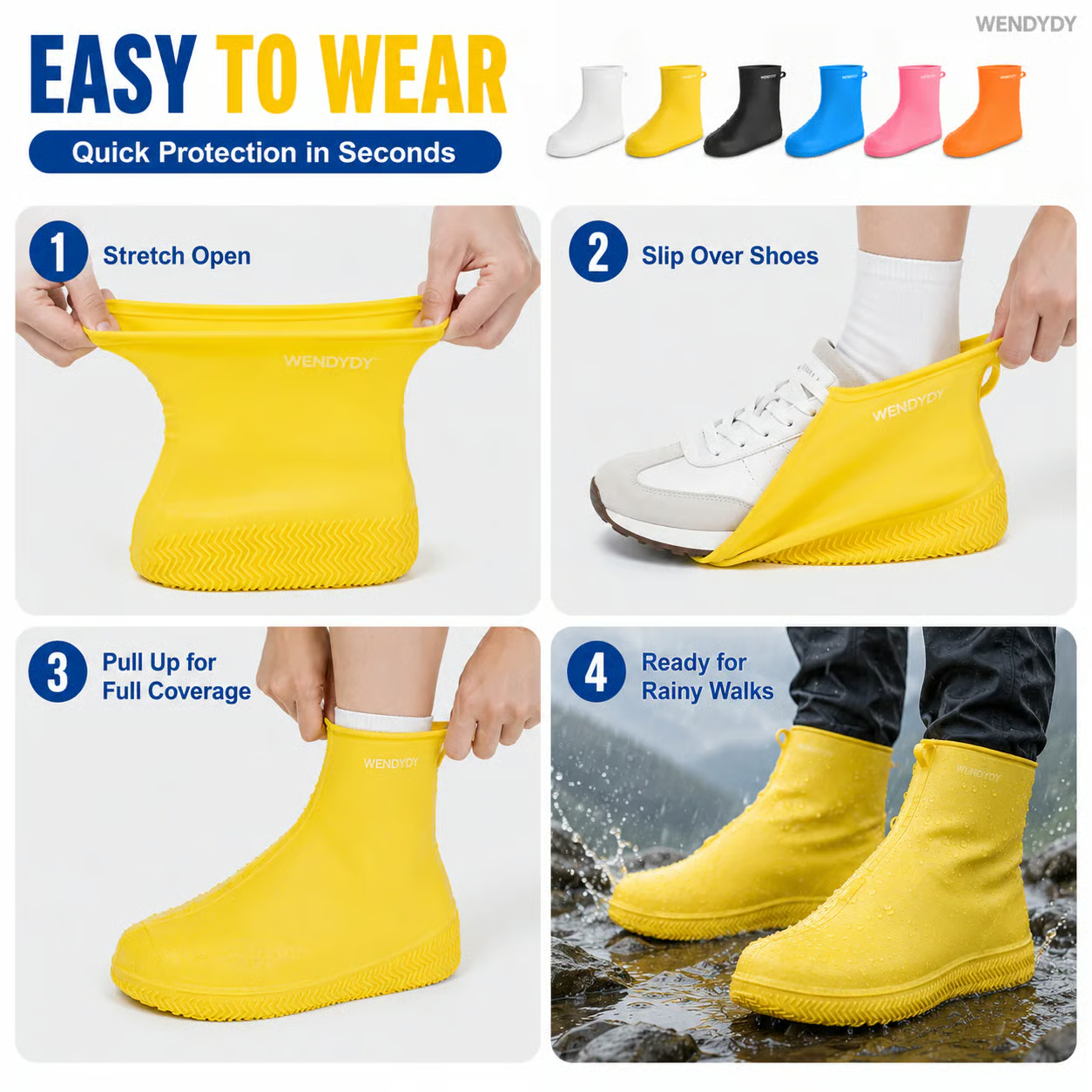 Silicone Waterproof Non-Slip Reusable Rain Shoe Covers