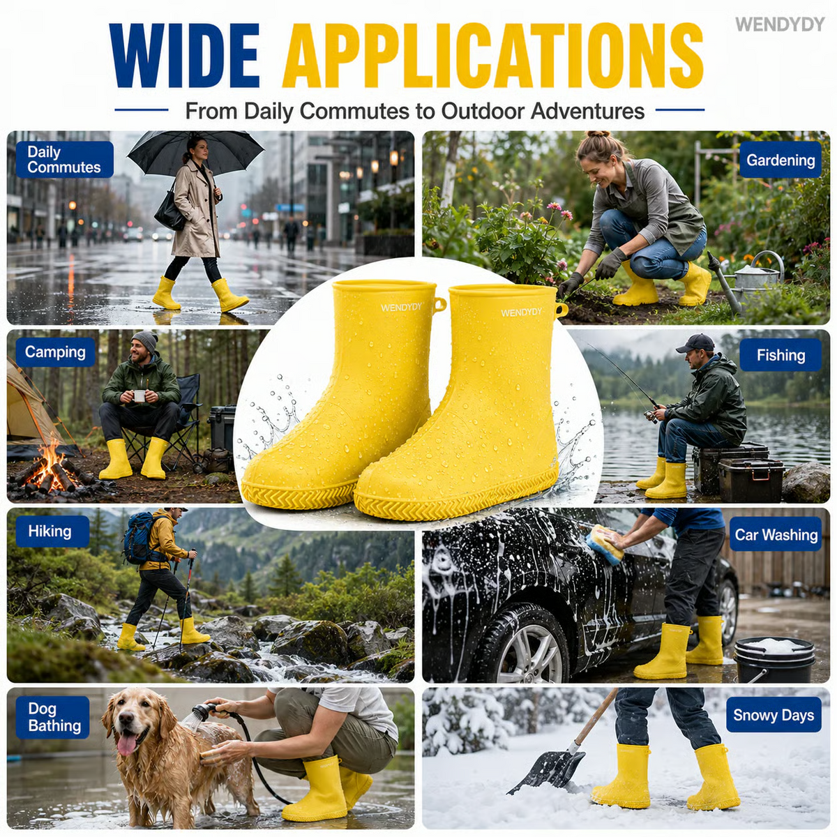 Silicone Waterproof Non-Slip Reusable Rain Shoe Covers